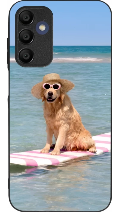 Samsung Galaxy A15 Case Hülle - Silikon schwarz Summer Dog on Paddle