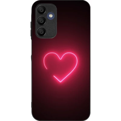 Coque Samsung Galaxy A15 - Silicone rigide noir Valentine 2023 single neon heart