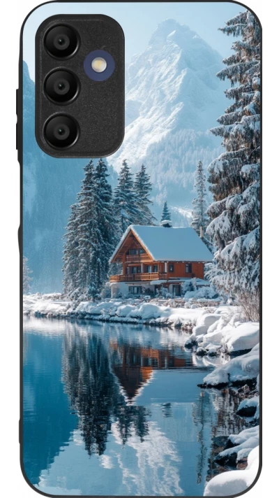 Coque Samsung Galaxy A15 - Silicone rigide noir Winter 25 Winter house forest day