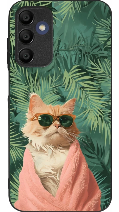 Samsung Galaxy A16 Case Hülle - Silikon schwarz Cat Summer Palms