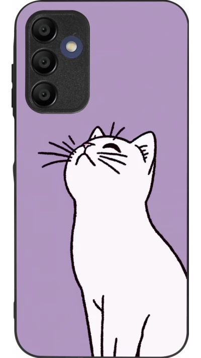 Samsung Galaxy A16 Case Hülle - Silikon schwarz Chat auf lila Hintergrund