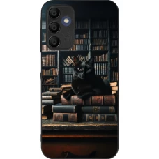 Samsung Galaxy A16 Case Hülle - Silikon schwarz Katze Bücher dunkel