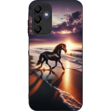 Coque Samsung Galaxy A16 - Silicone rigide noir Cheval majestueux plage