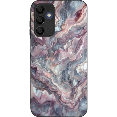 Coque Samsung Galaxy A16 - Silicone rigide noir Marbre violette argentée