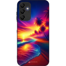 Coque Samsung Galaxy A16 - Silicone rigide noir Plage coucher soleil flashy