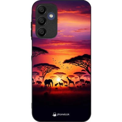 Samsung Galaxy A16 Case Hülle - Silikon schwarz Safari Sonnenuntergang Wildtiere