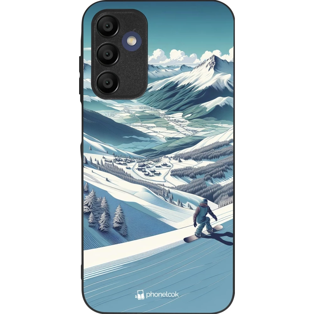 Coque Samsung Galaxy A16 - Silicone rigide noir Snowboarder Montagne