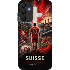 Coque Samsung Galaxy A16 - Silicone rigide noir Football Suisse splash 2026