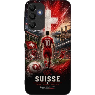 Coque Samsung Galaxy A16 - Silicone rigide noir Football Suisse splash 2026