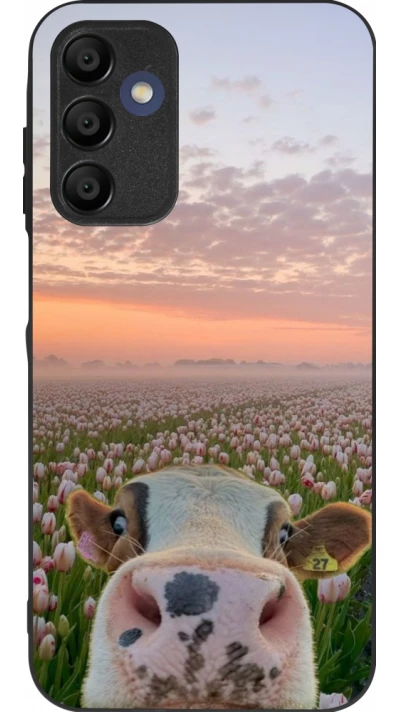 Samsung Galaxy A16 Case Hülle - Silikon schwarz Cow with tulips Spring 2026