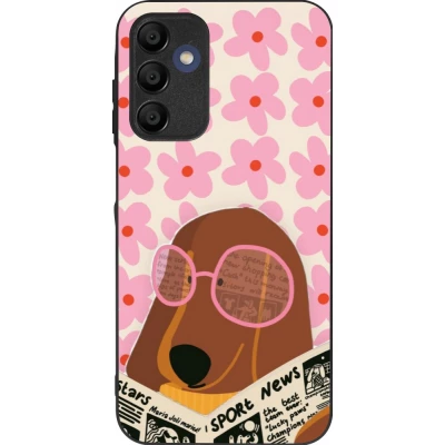Coque Samsung Galaxy A16 - Silicone rigide noir Dog with newspaper Spring 2026