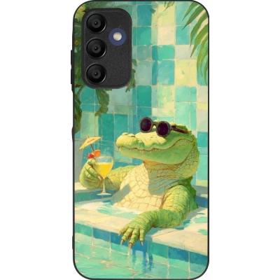 Samsung Galaxy A16 Case Hülle - Silikon schwarz Crocodile in the swimming pool Summer 2026