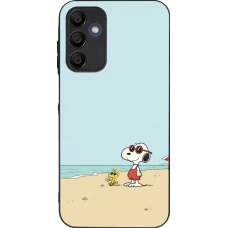Coque Samsung Galaxy A16 - Silicone rigide noir Snoopy on the beach Summer 2026
