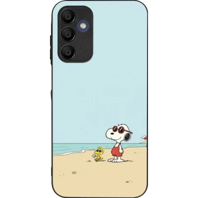 Coque Samsung Galaxy A16 - Silicone rigide noir Snoopy on the beach Summer 2026