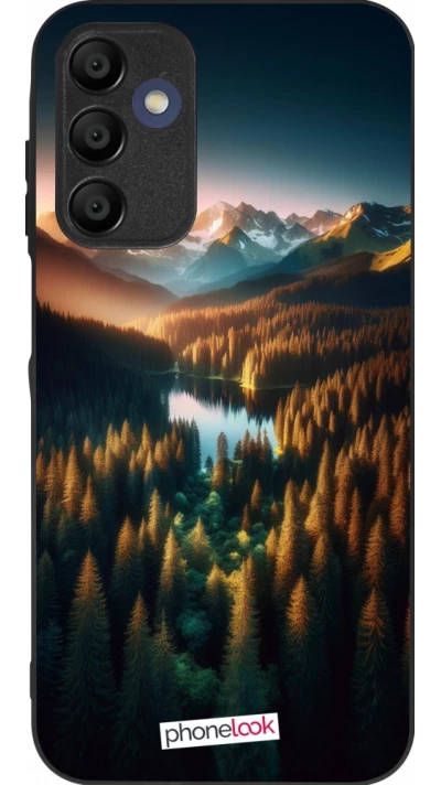 Samsung Galaxy A16 Case Hülle - Silikon schwarz Sonnenuntergang Waldsee