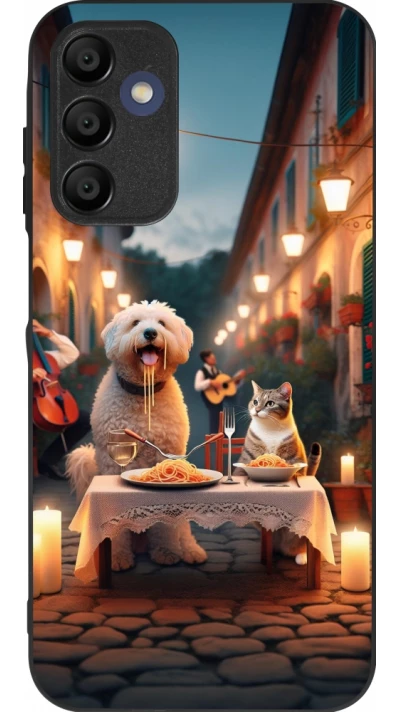 Samsung Galaxy A16 Case Hülle - Silikon schwarz Valentin 2024 Hund & Katze Kerzenlicht