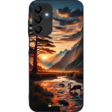 Samsung Galaxy A16 Case Hülle - Silikon schwarz Tal Sonnenuntergang Hirsch Baum