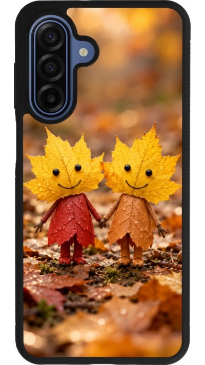 Samsung Galaxy A17 Case Hülle - Silikon schwarz Autumn 26 Couple of leaves