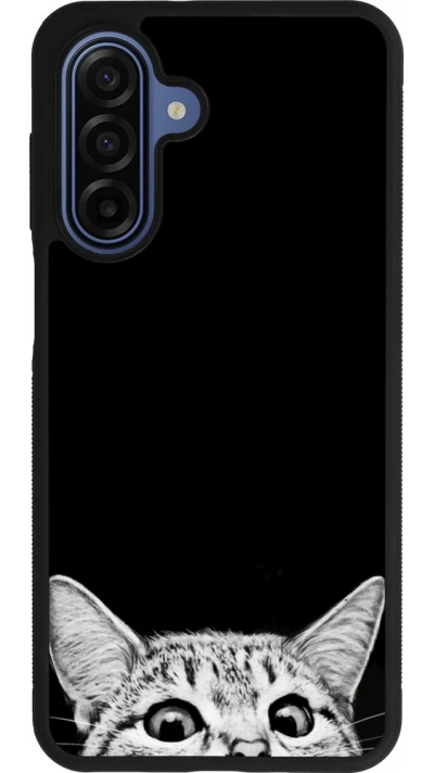 Coque Samsung Galaxy A17 - Silicone rigide noir Cat Looking Up Black