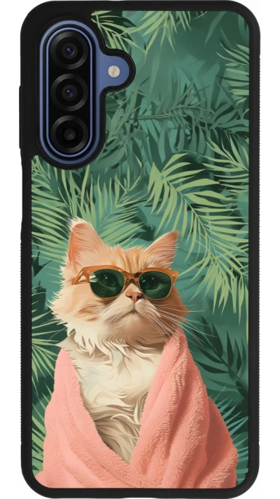 Coque Samsung Galaxy A17 - Silicone rigide noir Cat Summer Palms