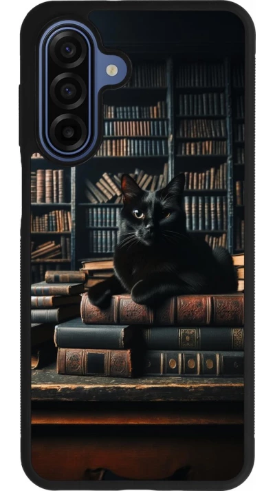 Coque Samsung Galaxy A17 - Silicone rigide noir Chat livres sombres