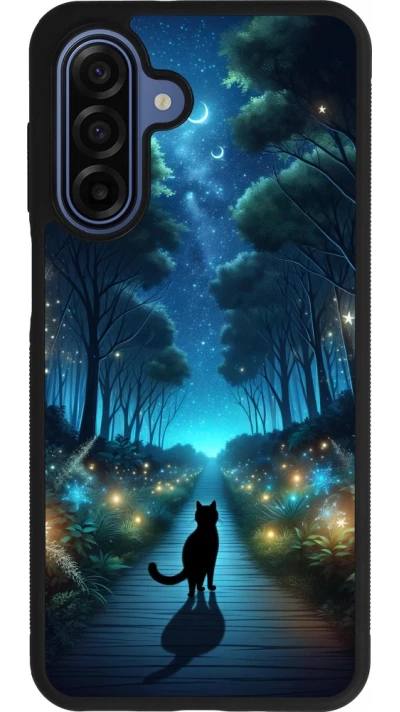 Samsung Galaxy A17 Case Hülle - Silikon schwarz Schwarze Katze Spaziergang