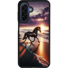 Coque Samsung Galaxy A17 - Silicone rigide noir Cheval majestueux plage