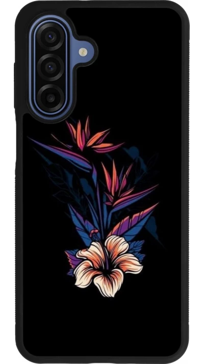 Coque Samsung Galaxy A17 - Silicone rigide noir Dark Flowers