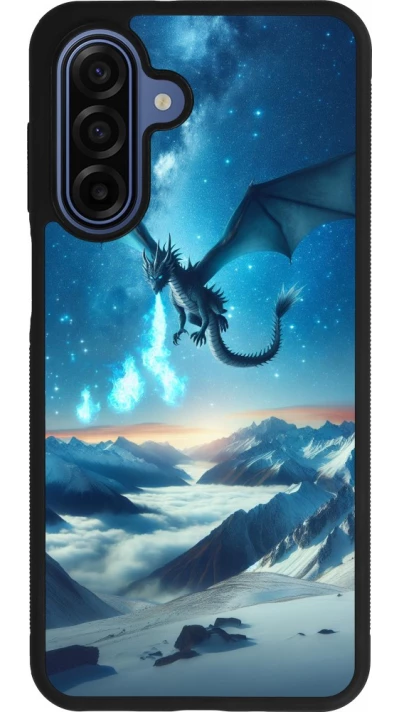 Coque Samsung Galaxy A17 - Silicone rigide noir Dragon nocturne montagne