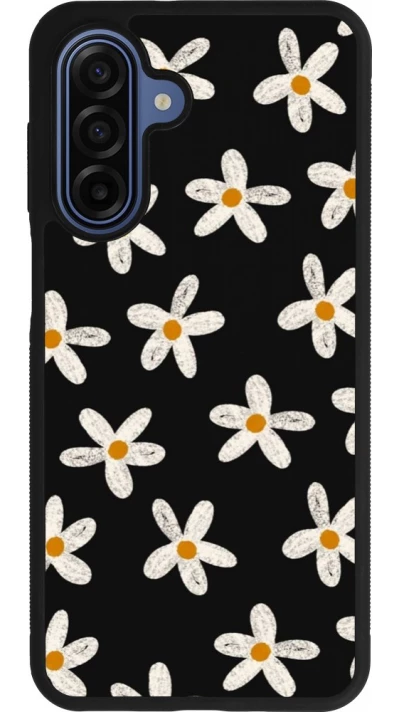 Coque Samsung Galaxy A17 - Silicone rigide noir Easter 2024 white on black flower