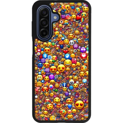 Samsung Galaxy A17 Case Hülle - Silikon schwarz Emoji gemischt