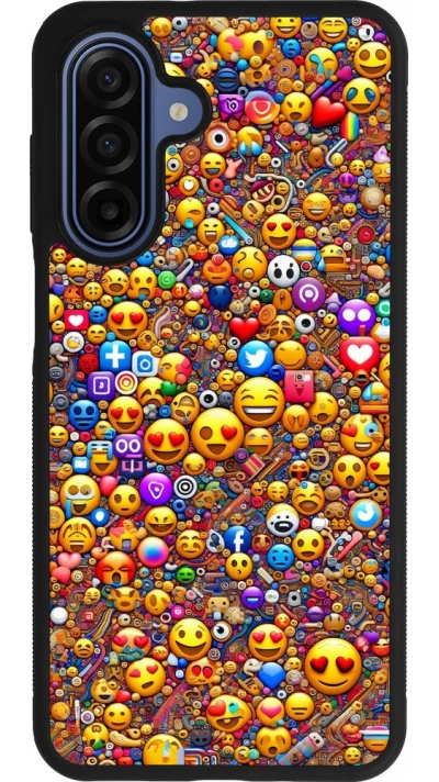 Coque Samsung Galaxy A17 - Silicone rigide noir Emoji mixed
