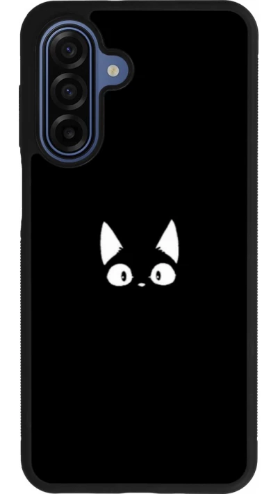 Coque Samsung Galaxy A17 - Silicone rigide noir Funny cat on black