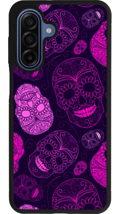 Coque Samsung Galaxy A17 - Silicone rigide noir Halloween 2023 pink skulls