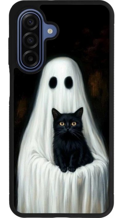 Coque Samsung Galaxy A17 - Silicone rigide noir Halloween 2025 Ghost with black cat