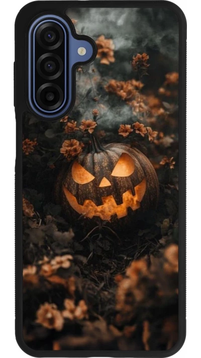 Coque Samsung Galaxy A17 - Silicone rigide noir Halloween 2025 Pumpkin with flowers