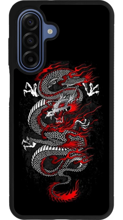 Coque Samsung Galaxy A17 - Silicone rigide noir Japanese style Dragon Tattoo Red Black