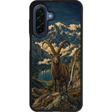 Samsung Galaxy A17 Case Hülle - Silikon schwarz Linocut Steinbock