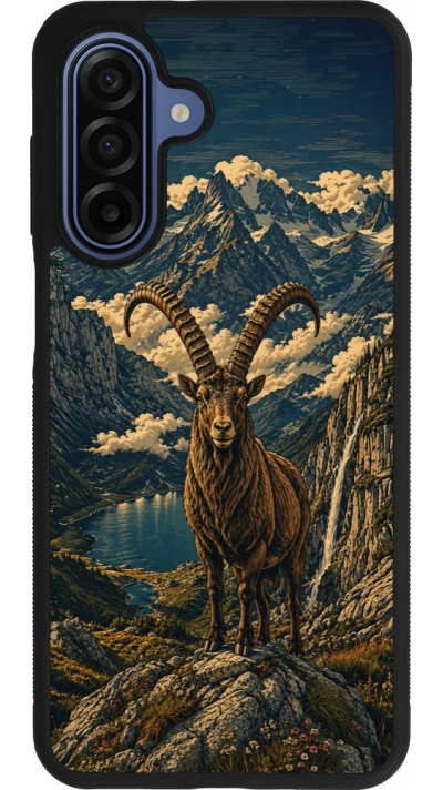 Samsung Galaxy A17 Case Hülle - Silikon schwarz Linocut Steinbock