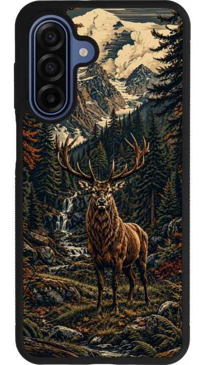 Samsung Galaxy A17 Case Hülle - Silikon schwarz Linocut Reh