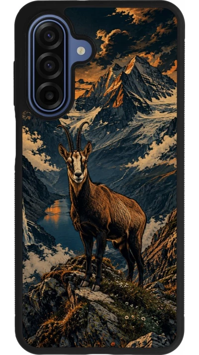 Samsung Galaxy A17 Case Hülle - Silikon schwarz Linocut Gämse