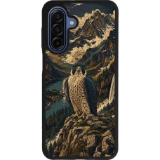 Samsung Galaxy A17 Case Hülle - Silikon schwarz Linocut Wanderfalke