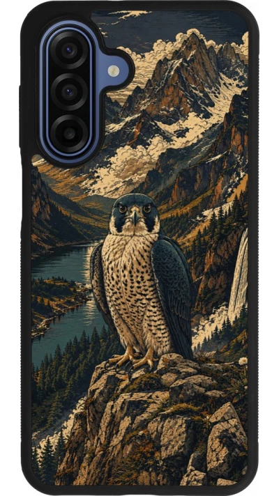 Samsung Galaxy A17 Case Hülle - Silikon schwarz Linocut Wanderfalke
