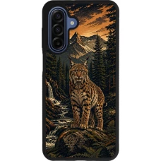 Samsung Galaxy A17 Case Hülle - Silikon schwarz Linocut Luchs