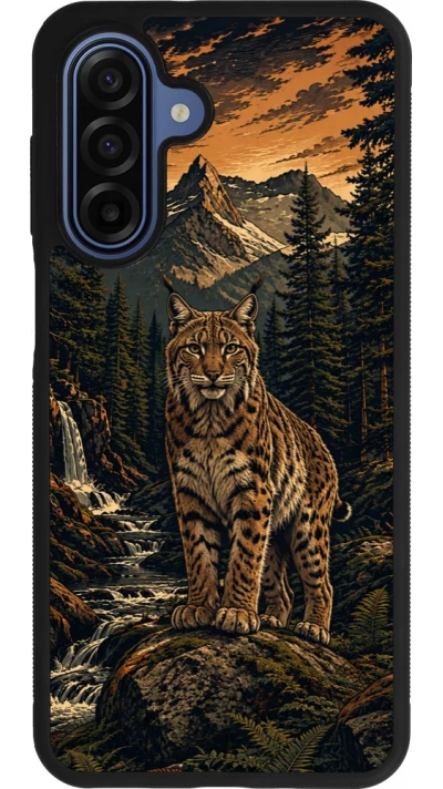 Samsung Galaxy A17 Case Hülle - Silikon schwarz Linocut Luchs