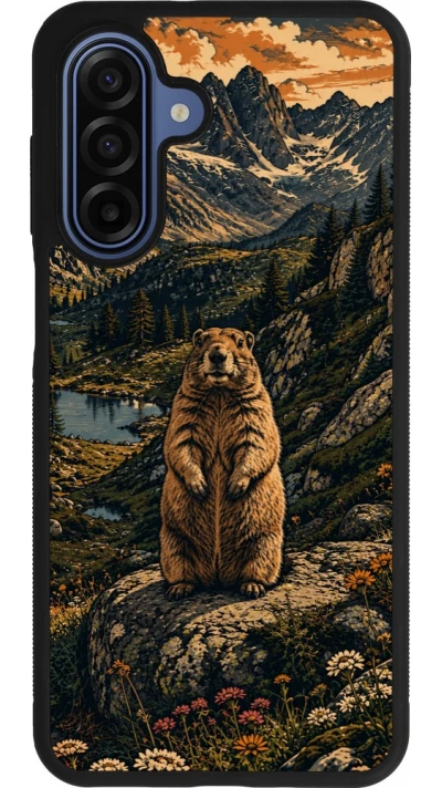Samsung Galaxy A17 Case Hülle - Silikon schwarz Linocut Murmeltier