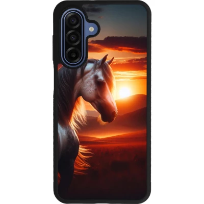 Samsung Galaxy A17 Case Hülle - Silikon schwarz Majestätischer Sonnenuntergang Pferd