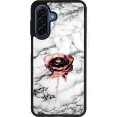 Coque Samsung Galaxy A17 - Silicone rigide noir Marble Rose Gold