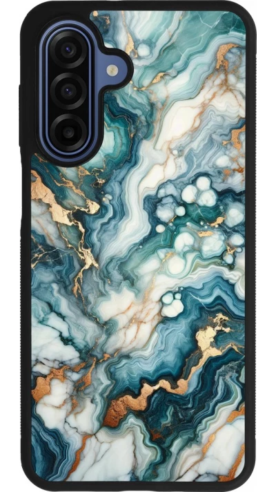 Coque Samsung Galaxy A17 - Silicone rigide noir Marbre Vert Bleu Doré