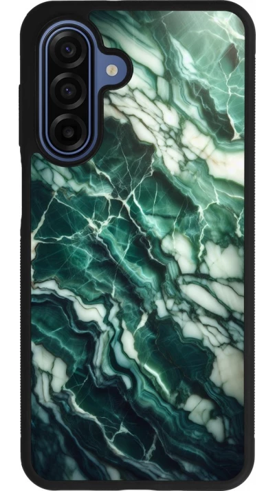 Coque Samsung Galaxy A17 - Silicone rigide noir Marbre vert majestueux